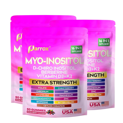 Myo-Inositol & D-Chiro Inositol Gummies 16 in 1 Supplement - Mixed Berry Flavor