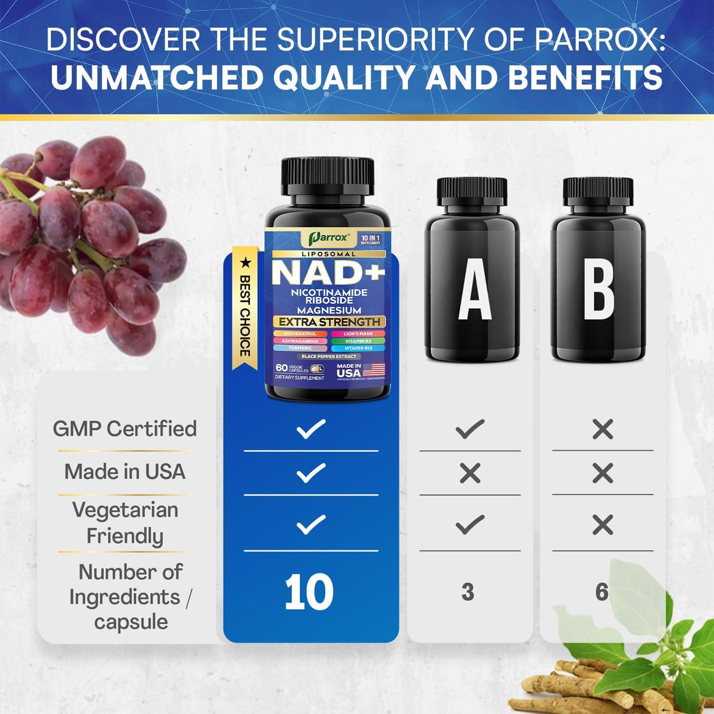 NAD+ Cellular Energy Booster - 10-in-1 Anti-Aging Formula
