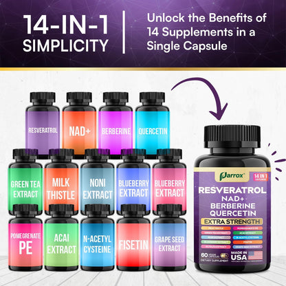 14-in-1 Resveratrol Anti-Aging Complex - Extra Strength Formula