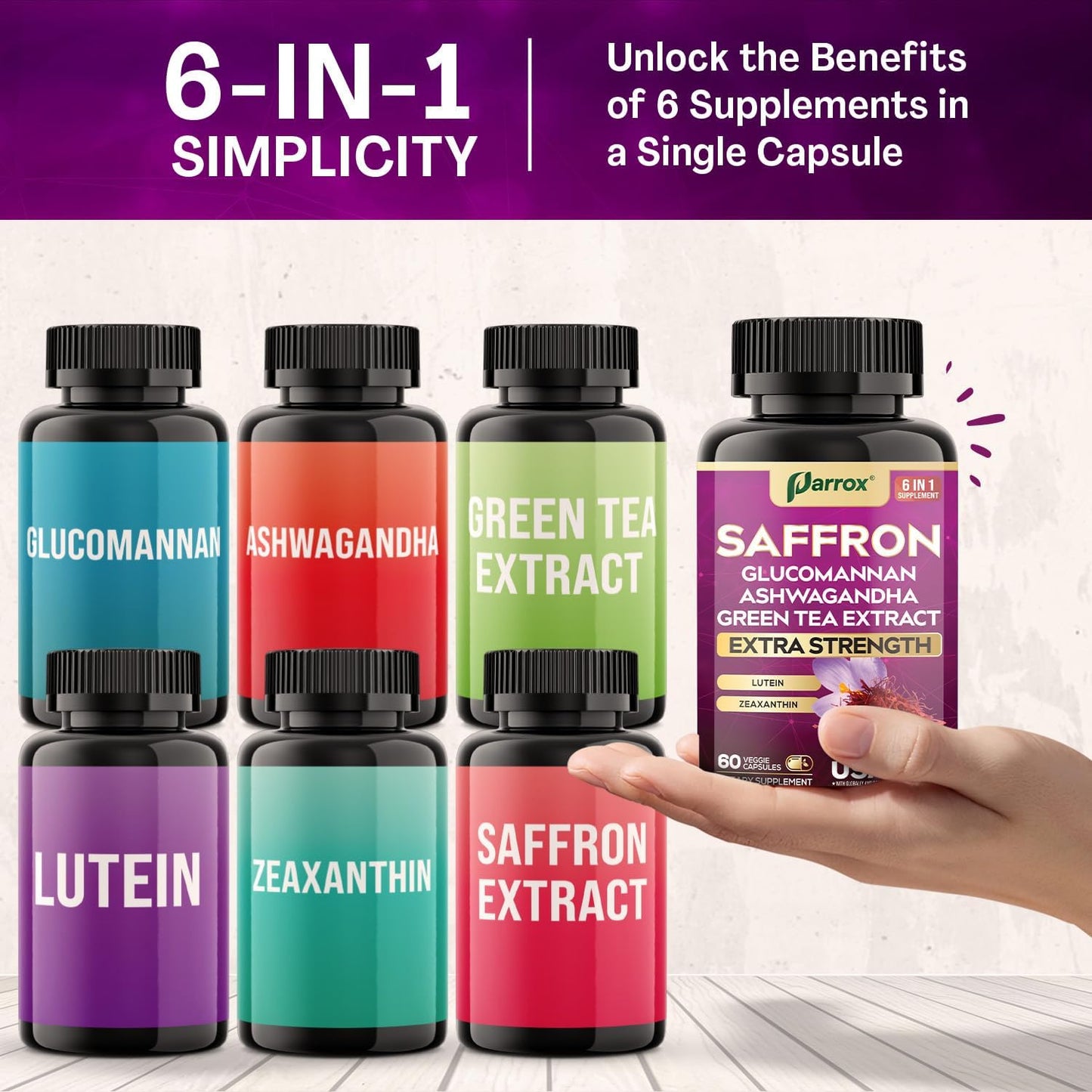 Premium Saffron Complex - 6-in-1 Mood & Vision Support (2-Month Supply)