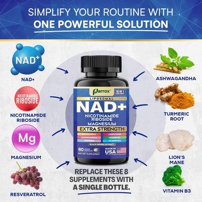 NAD+ Cellular Energy Booster - 10-in-1 Anti-Aging Formula