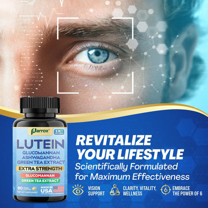 6-in-1 Vision & Focus Support - Lutein, Zeaxanthin & Ashwagandha