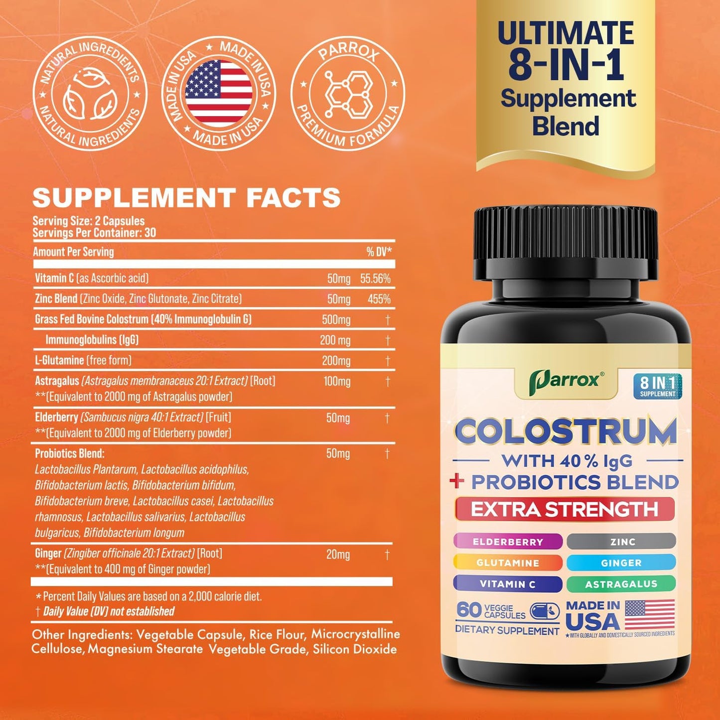 Grass-Fed Colostrum Capsules - 40% IgG Immune Support Complex
