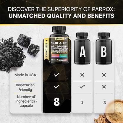Pure Shilajit Energy Complex - 8 Premium Adaptogens in 1 Capsule