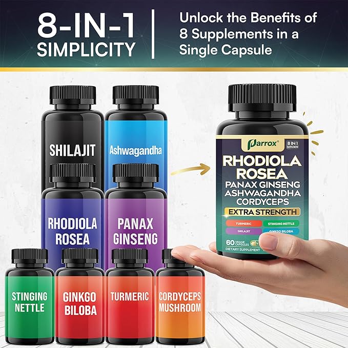 Rhodiola Stress Defense - 8 Premium Adaptogens for Daily Resilience