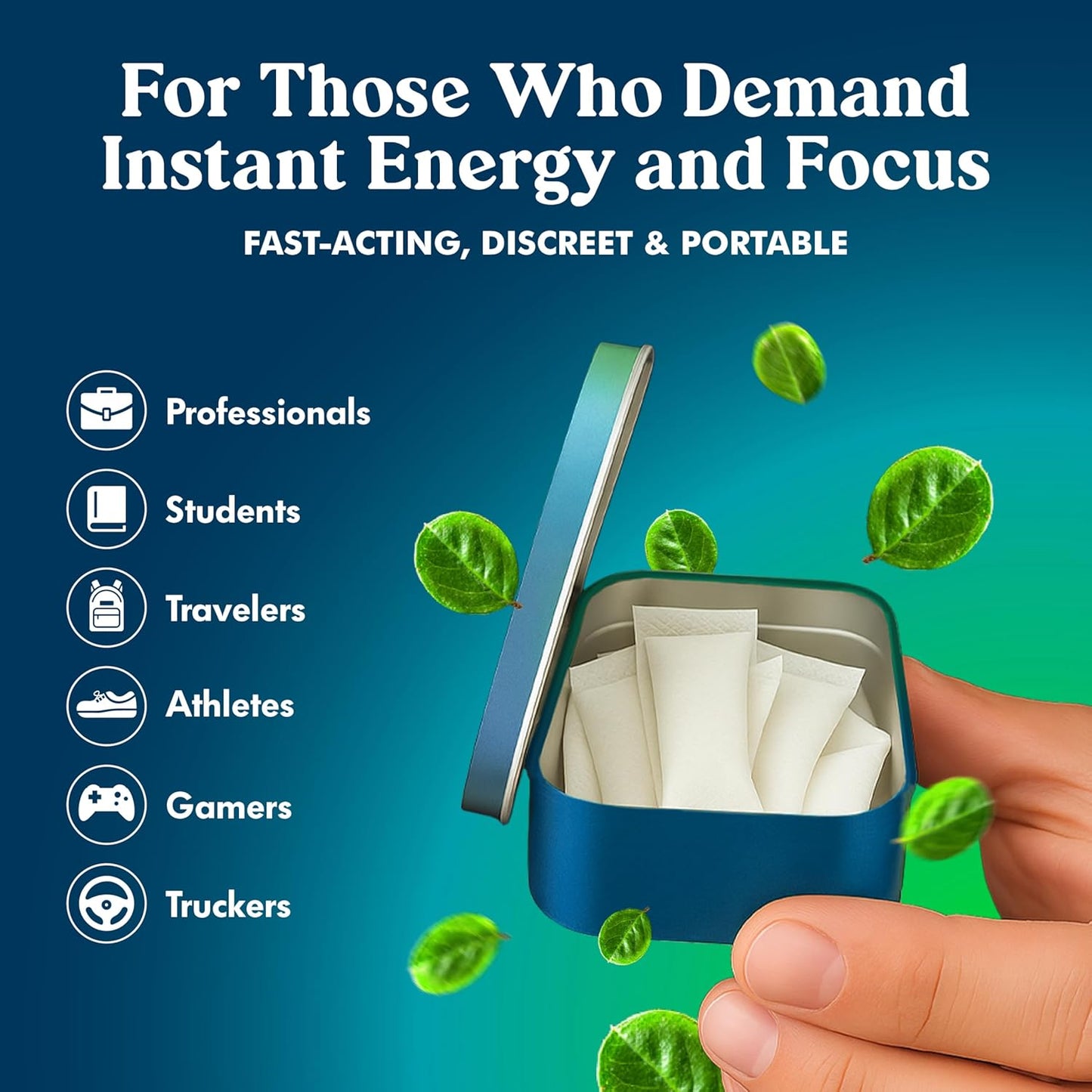 Clean Caffeine Energy Pouches - Wintergreen (Nicotine-Free Nootropics)