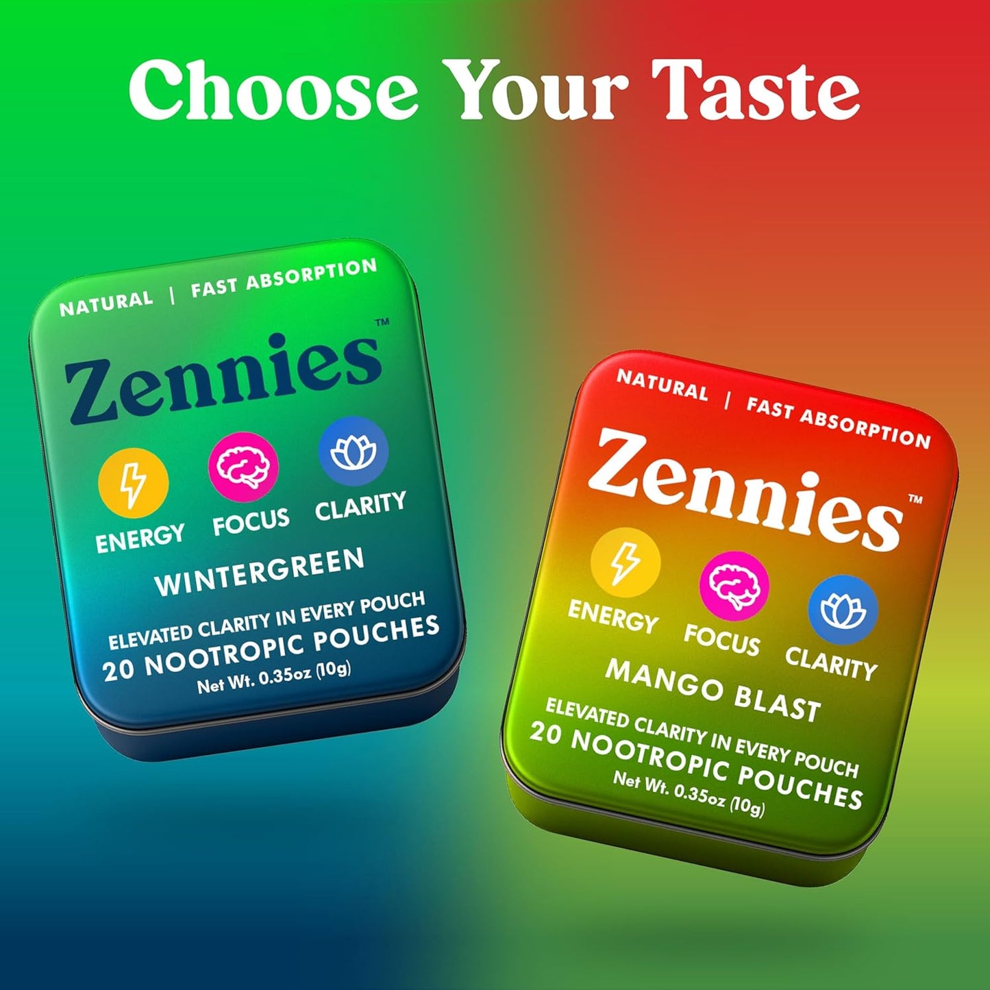 Clean Caffeine Energy Pouches - Wintergreen (Nicotine-Free Nootropics)