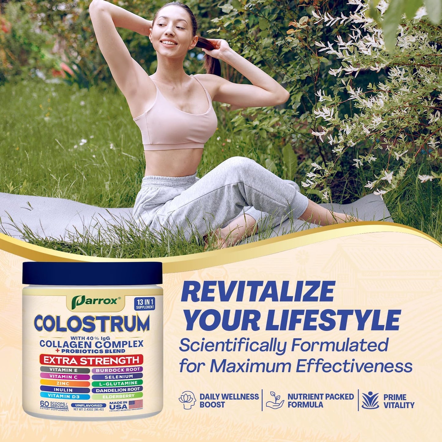 Grass-Fed Colostrum Powder - 40% IgG with 13 Immune Boosters