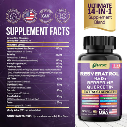 14-in-1 Resveratrol Anti-Aging Complex - Extra Strength Formula