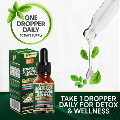 6-in-1 Daily Wellness Liquid Drops - Soursop, Sea Moss & Ashwagandha