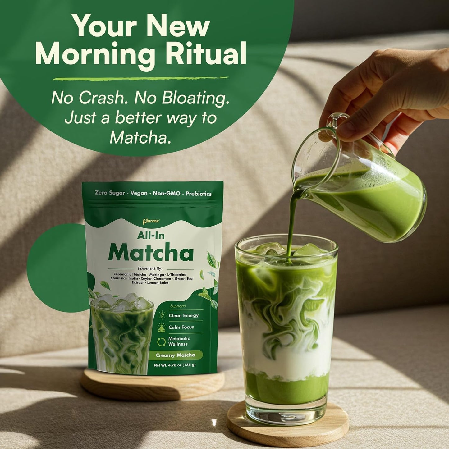 8-in-1 Ceremonial Matcha Latte - Japanese Matcha + Superfoods Blend