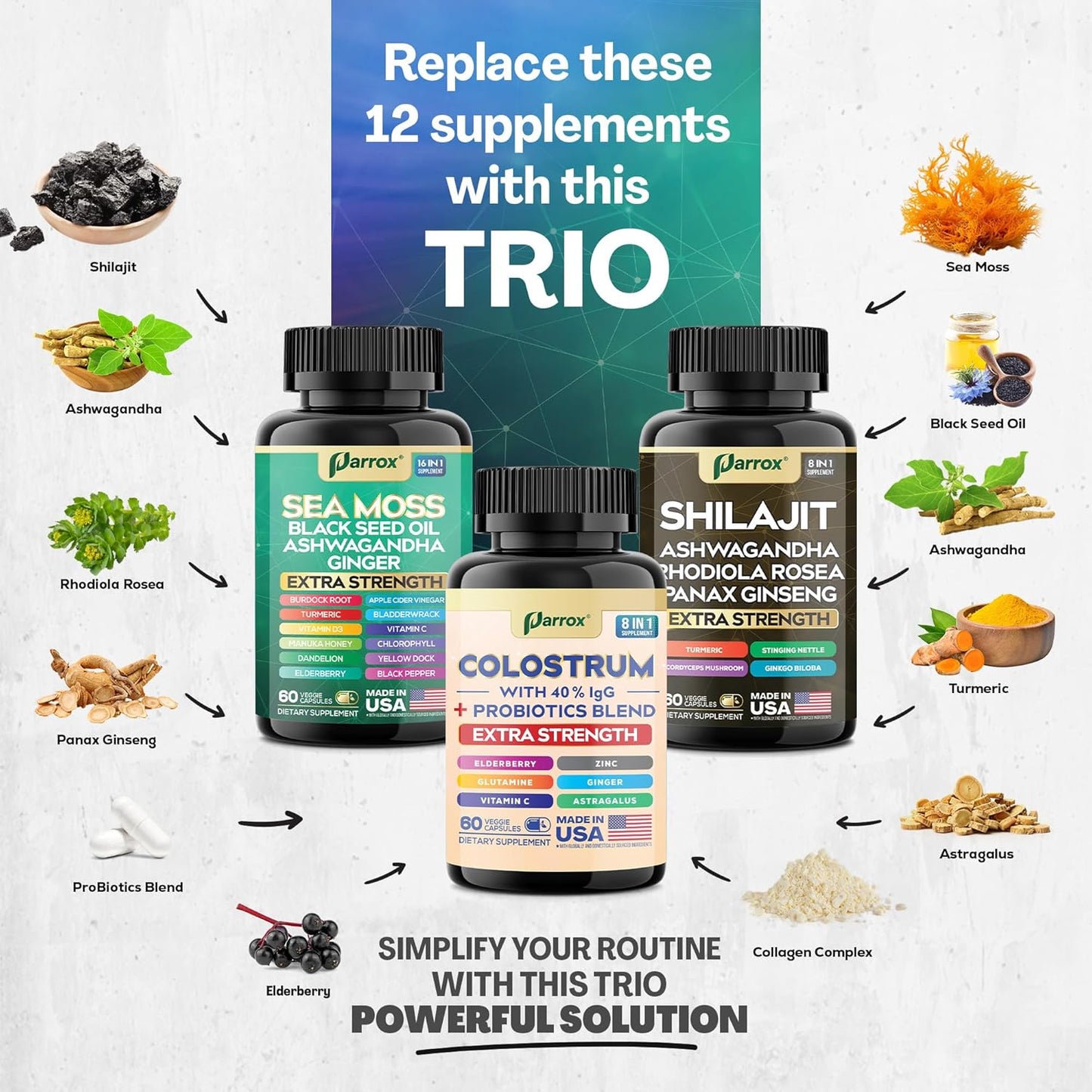 Complete Vitality Trio - 27 Premium Ingredients, Zero Overlap