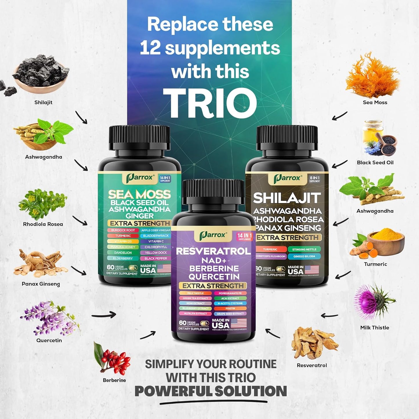 Advanced Wellness Trio - 34 Powerhouse Ingredients for Peak Performance