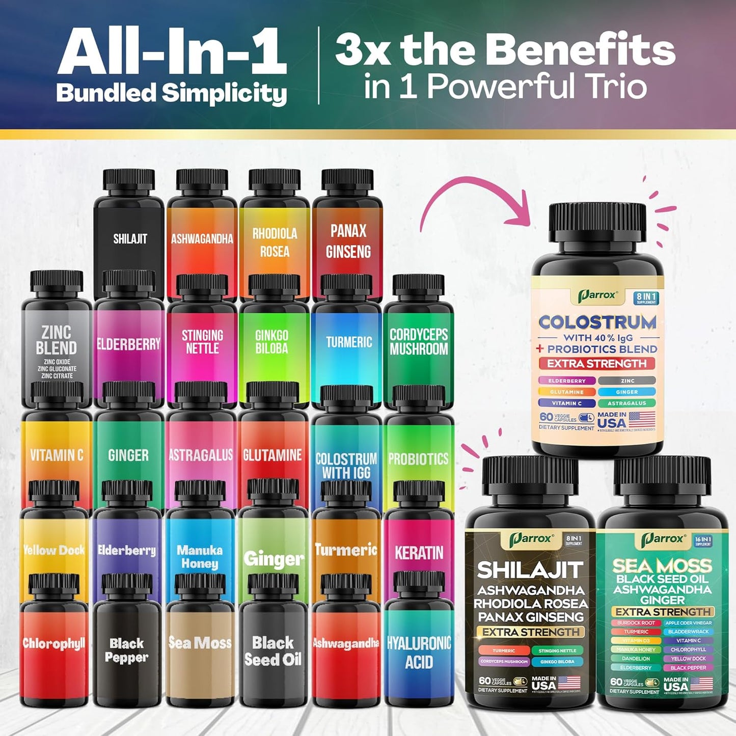 Complete Vitality Trio - 27 Premium Ingredients, Zero Overlap
