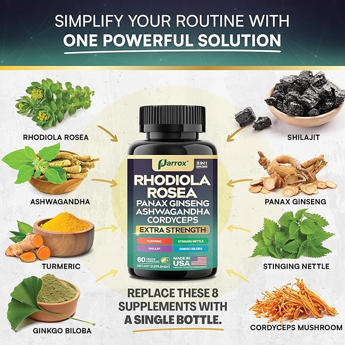 Rhodiola Stress Defense - 8 Premium Adaptogens for Daily Resilience