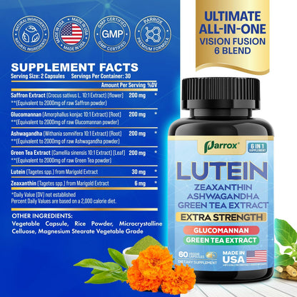 6-in-1 Vision & Focus Support - Lutein, Zeaxanthin & Ashwagandha