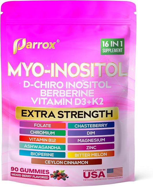 Myo-Inositol & D-Chiro Inositol Gummies 16 in 1 Supplement - Mixed Berry Flavor