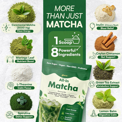 8-in-1 Ceremonial Matcha Latte - Japanese Matcha + Superfoods Blend