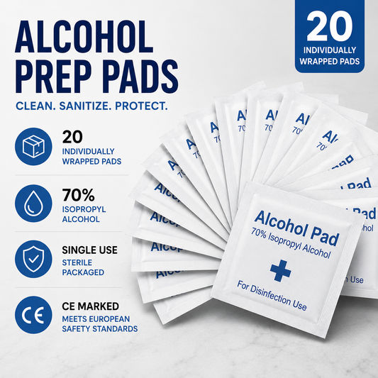 Alcohol Prep Pads — 70% Isopropyl | 20-Pack | For Lab & Research Use
