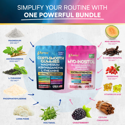 Calm & Complete Health Bundle – Myo-Harmony 16-in-1 + Ultimate Corti-Soothe Balance Gummies