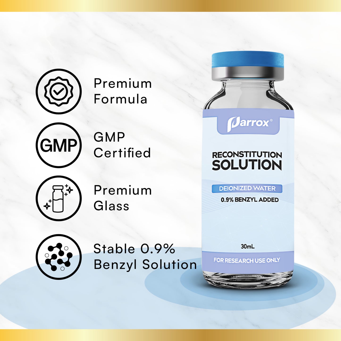 Bacteriostatic Reconstitution Solution 30mL - 2 Pack Premium Glass Vials