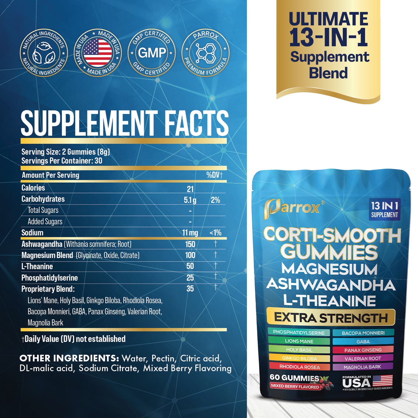 Corti-Smooth Stress Relief Gummies - Ashwagandha + L-Theanine Blend