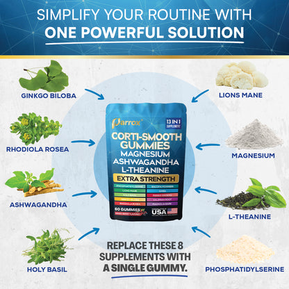 Corti-Smooth Stress Relief Gummies - Ashwagandha + L-Theanine Blend