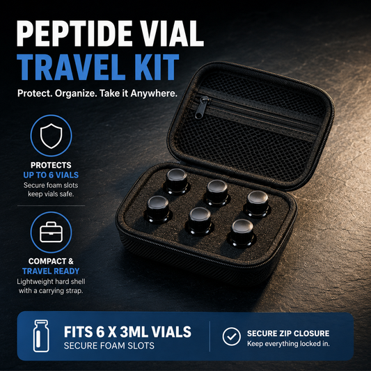 Peptide Vial Travel Kit — Hard Shell Case | 6-Slot Foam Insert | Lab Storage