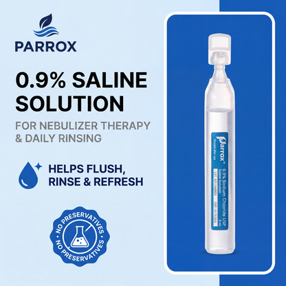 Parrox 0.9% Saline Solution — Compatible with Nebulizer Machines & Mesh Nebulizers | 50 x 5 mL Single-Use Vials