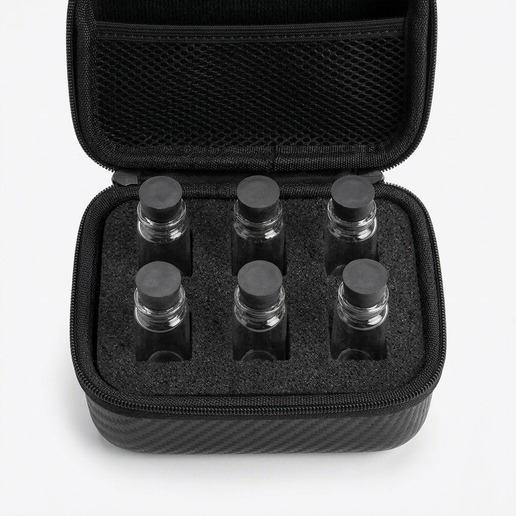 Peptide Vial Travel Kit — Hard Shell Case | 6-Slot Foam Insert | Lab Storage